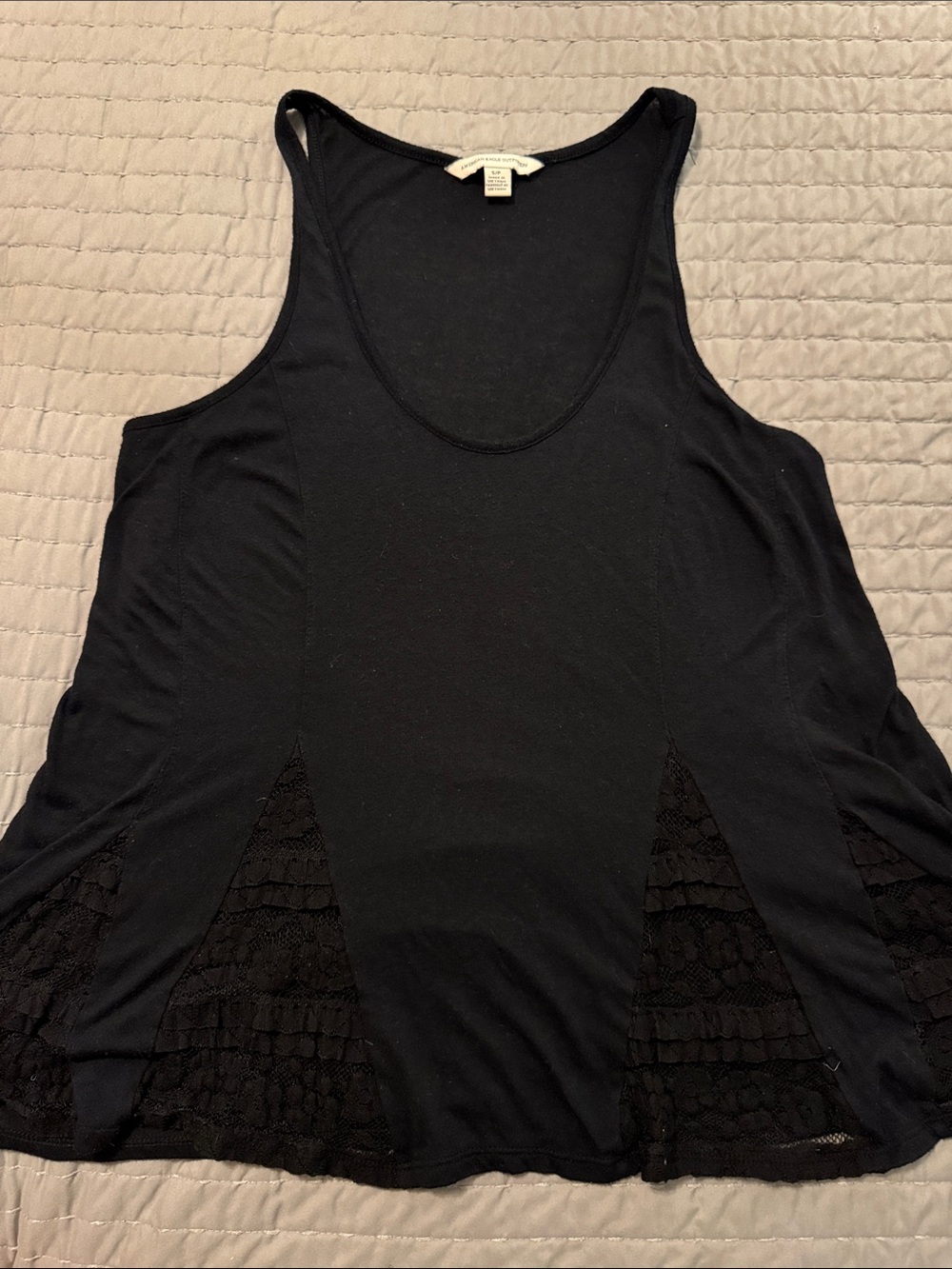 American Eagle Outfitters Black Lace-Inset Tank Top